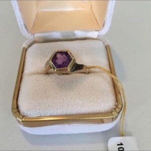 14k gold ring with genuine amethyst